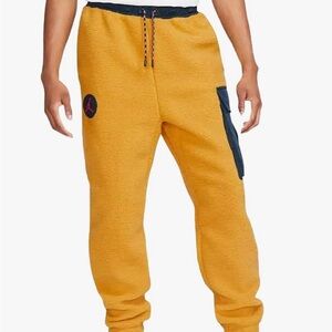 Jordan Men's Mustard Yellow Joggers with Navy Accents